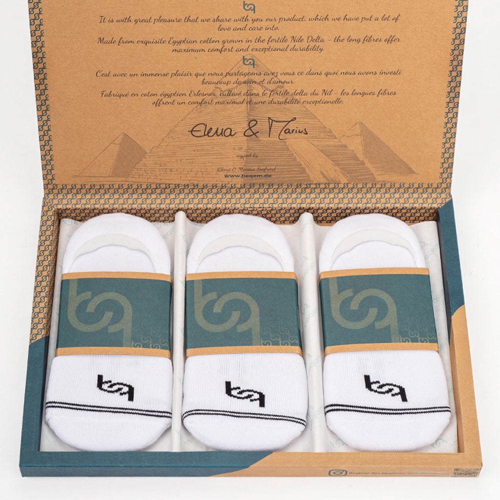 BSSEI1SW0203001, BSSEI1MW0203001, BSSEI1LW0203001, Beqem Füßling-Socken aus ägyptischer Baumwolle – schwarz, unsichtbar im Schuh, rutschfest. Hochwertige & bequeme Sneaker-Socken.