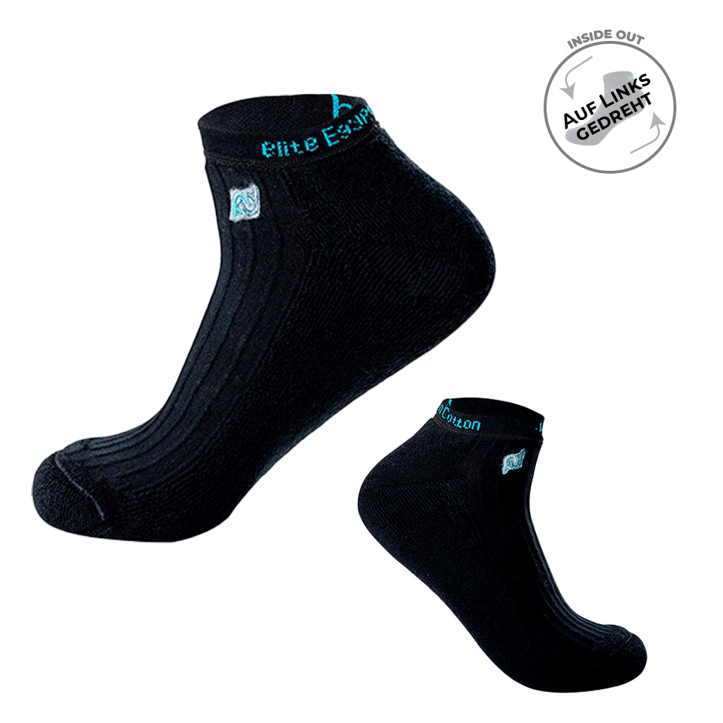 Beqem Sneaker-Socken in Schwarz aus ägyptischer Baumwolle – weich, atmungsaktiv & strapazierfähig. Perfekte Passform & langlebig.