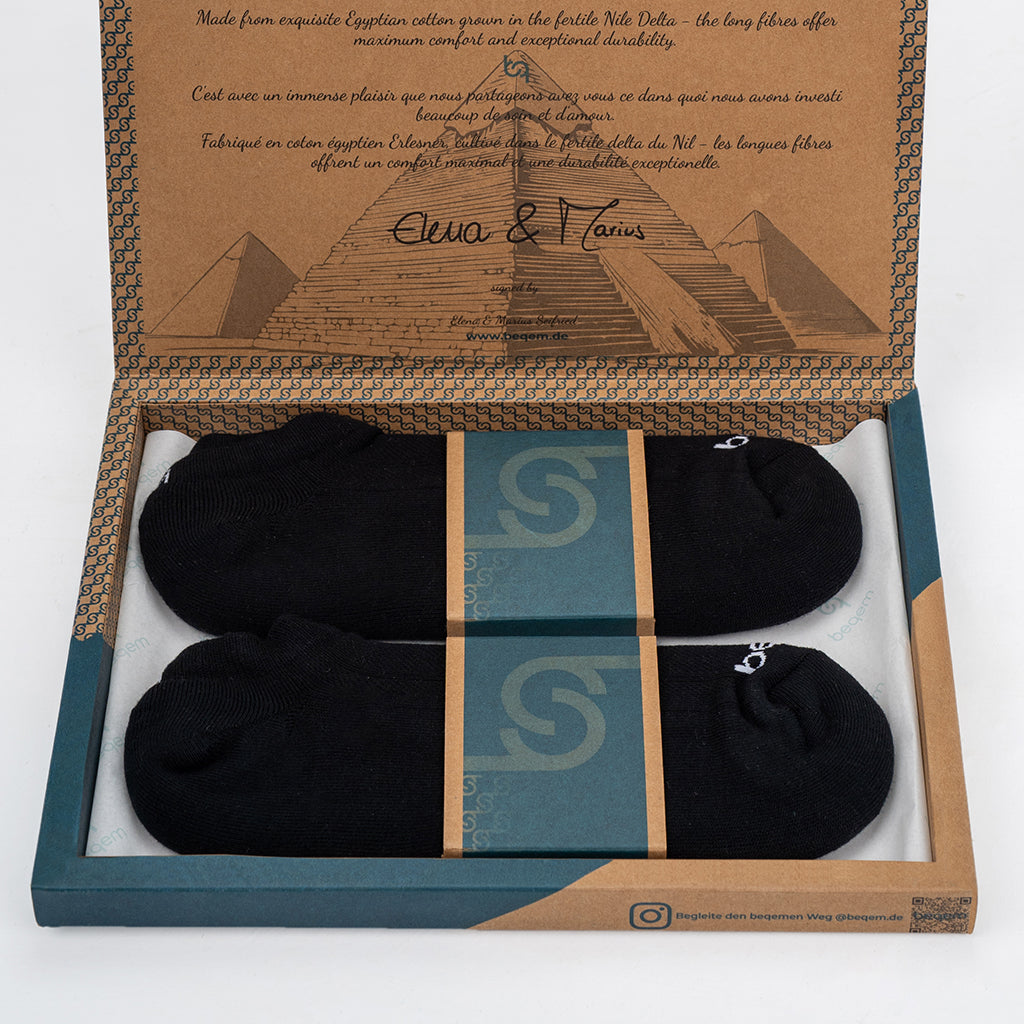Beqem Sneaker-Socken aus ägyptischer Baumwolle – schwarz, weich & langlebig, nachhaltige Premium-Qualität für maximalen Komfort.