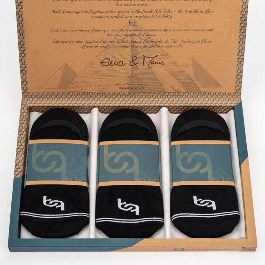 BSSEI1SB0203001, BSSEI1MB0203001, BSSEI1LB0203001, Beqem Füßling-Socken aus ägyptischer Baumwolle – schwarz, langlebig, ultraweich und atmungsaktiv für maximalen Komfort.