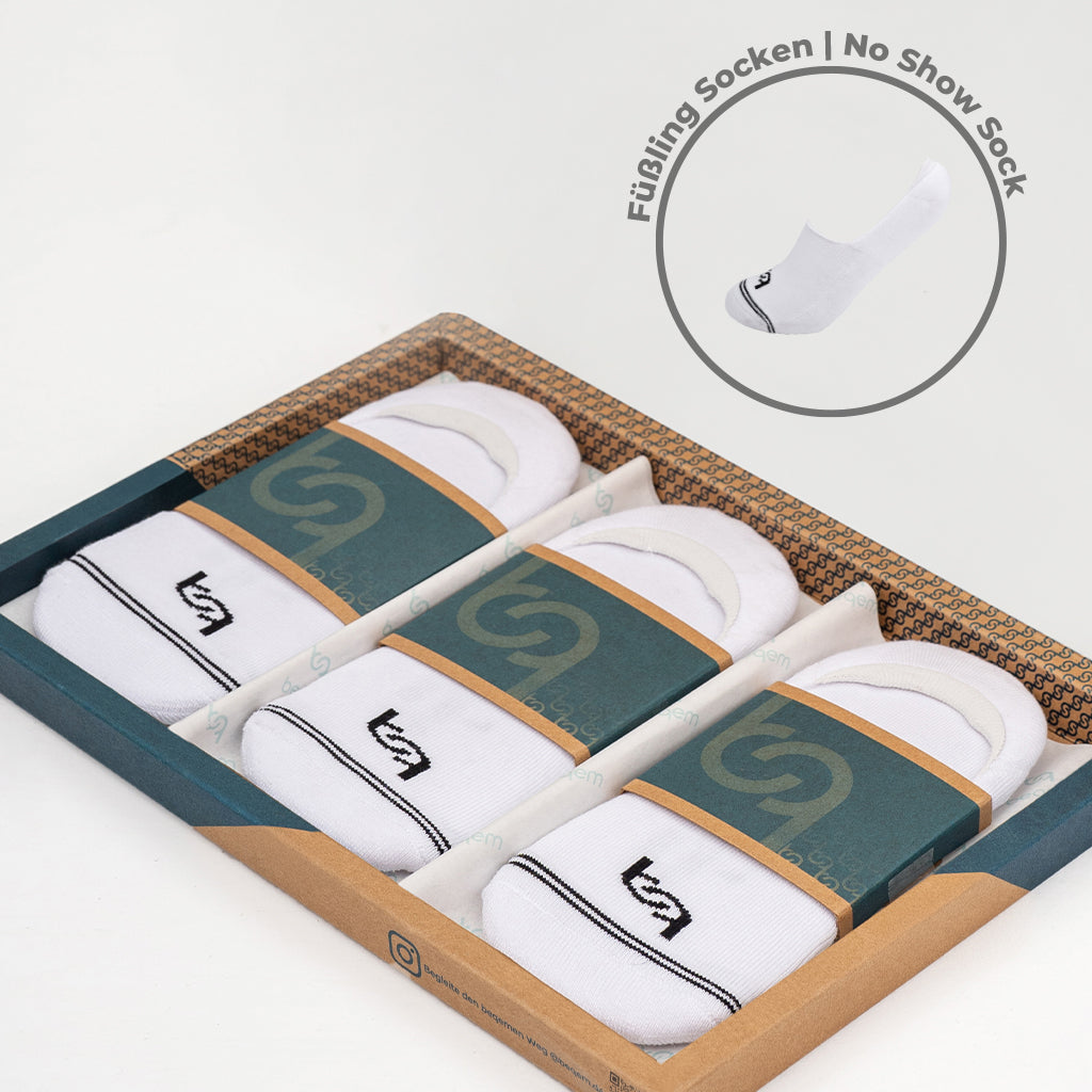 Beqem Füßling-Socken aus ägyptischer Baumwolle – weiß, unsichtbarer Sitz, rutschfest & atmungsaktiv. Perfekt für Sneaker.