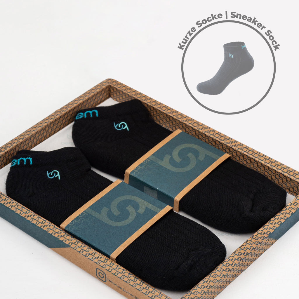 Beqem Sneaker-Socken in Schwarz aus ägyptischer Baumwolle – weich, langlebig & atmungsaktiv. Perfekter Sitz & hochwertige Qualität