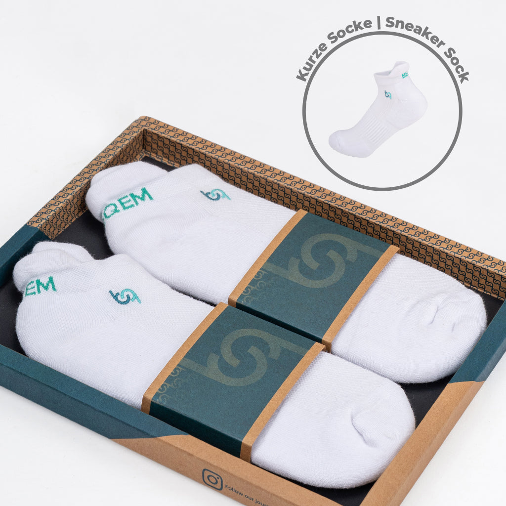 Beqem Sneaker-Socken aus ägyptischer Baumwolle – weiß, ultraweich & atmungsaktiv. Nachhaltige Qualität & perfekter Sitz