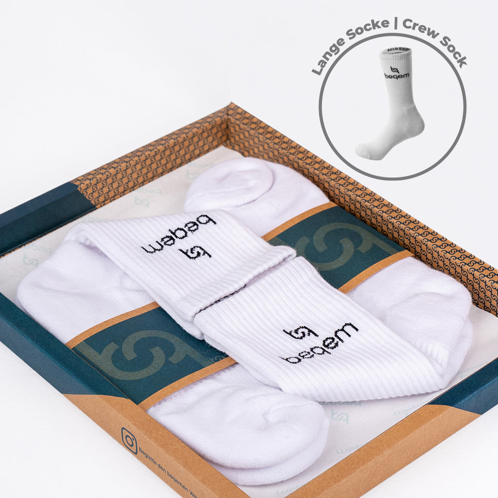 Beqem weiße Socken aus ägyptischer Baumwolle – weich, atmungsaktiv & langlebig. Perfekte Baumwollsocken für höchsten Komfort.