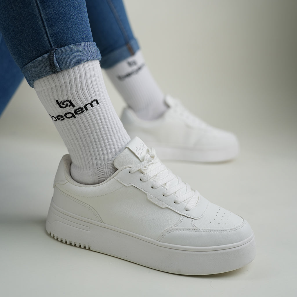 Beqem weiße Socken aus ägyptischer Baumwolle – atmungsaktiv, langlebig & weich. Perfekte Passform & höchste Qualität für Komfort