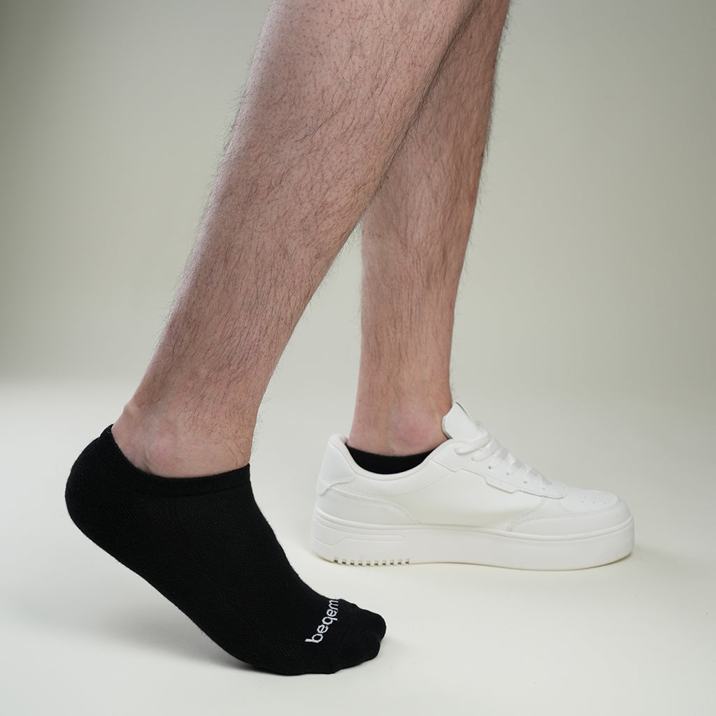 Beqem Sneaker-Socken aus ägyptischer Baumwolle – schwarz, atmungsaktiv & ultraweich. Perfekt für Herren mit hohem Komfortanspruch