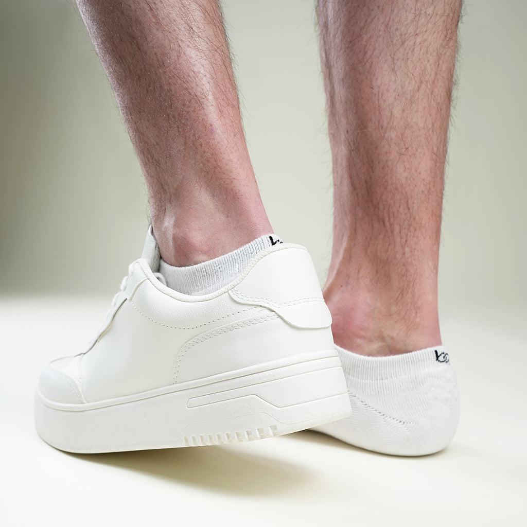 Beqem Invisible-Socken aus ägyptischer Baumwolle – weiß, rutschfest & atmungsaktiv. Perfekte Passform & weiches Tragegefühl.