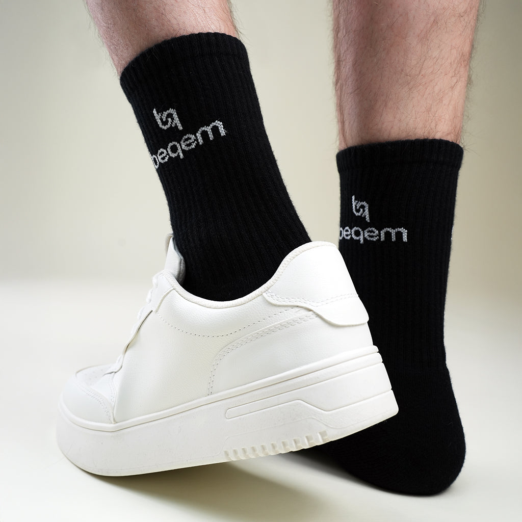 BSSET1SB0102001, BSSET1MB0102001, BSSET1LB0102001, Beqem schwarze Socken aus ägyptischer Baumwolle – atmungsaktiv, weich & langlebig. Perfekt für Arbeitsschuhe & den Alltag