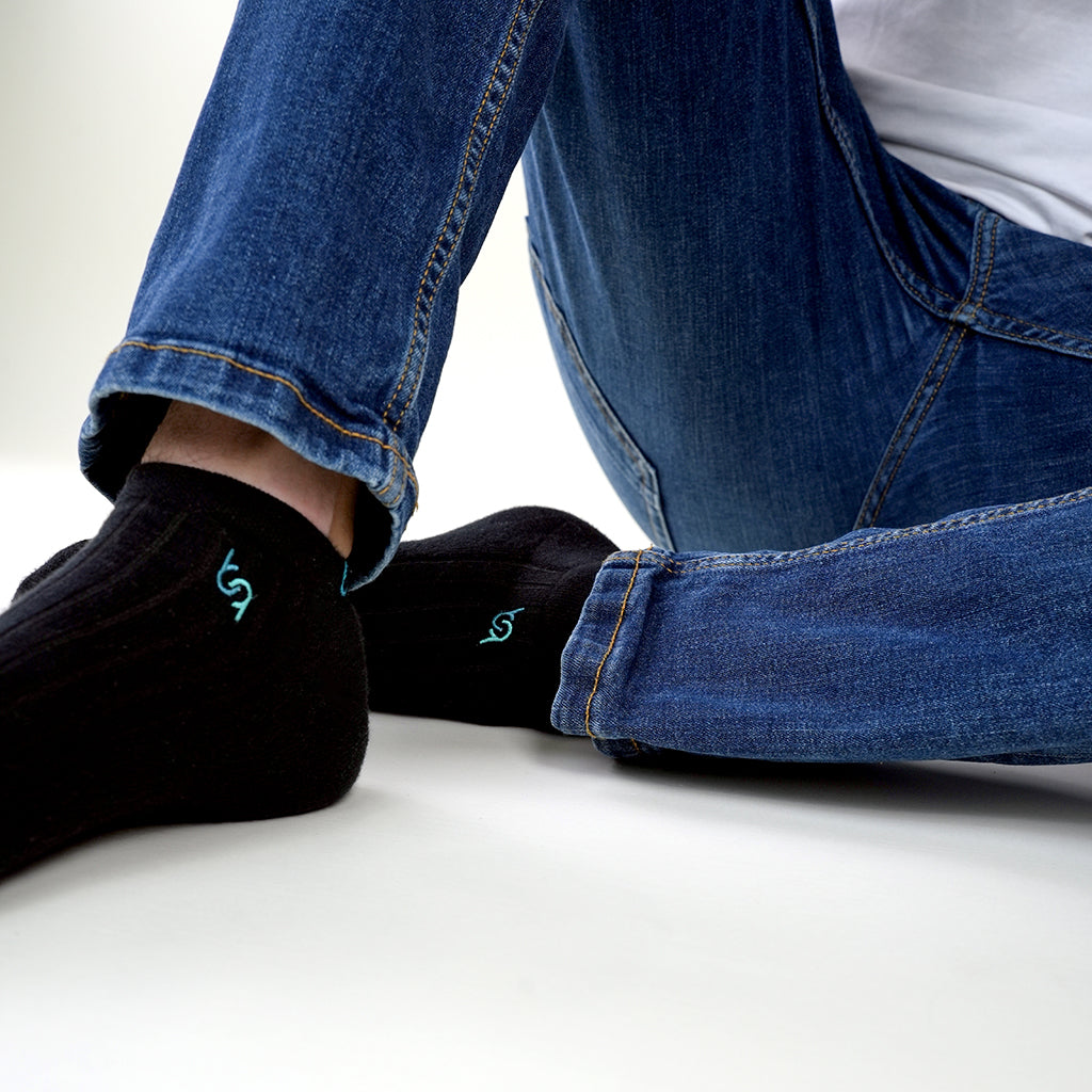 Beqem Sneaker-Socken in Schwarz aus ägyptischer Baumwolle – weich, atmungsaktiv & langlebig. Perfekte Passform für maximalen Komfort.