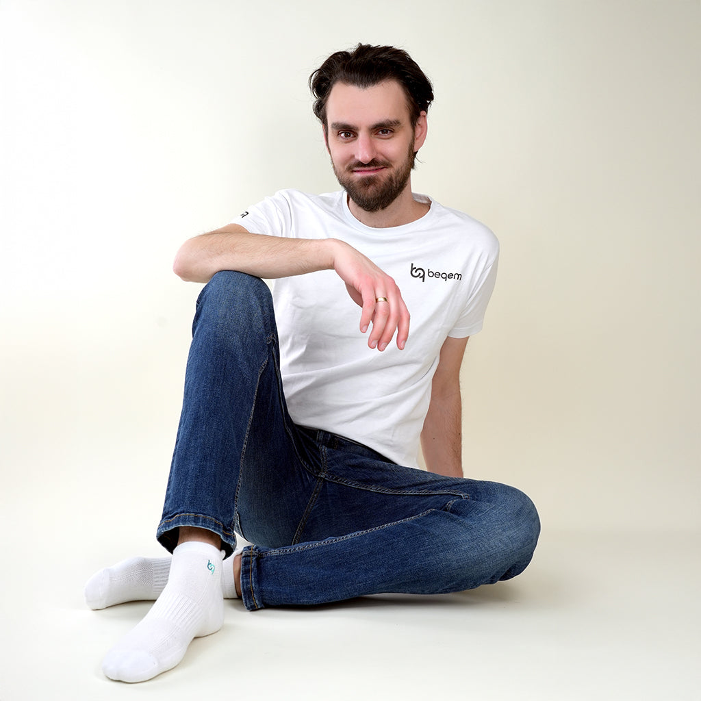 Beqem Sneaker-Socken aus ägyptischer Baumwolle – weiß, atmungsaktiv & bequem. Perfekter Tragekomfort & langlebige Qualität