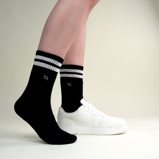 Kuschel-Socken für Damen mit Streifen, voll gepolstert