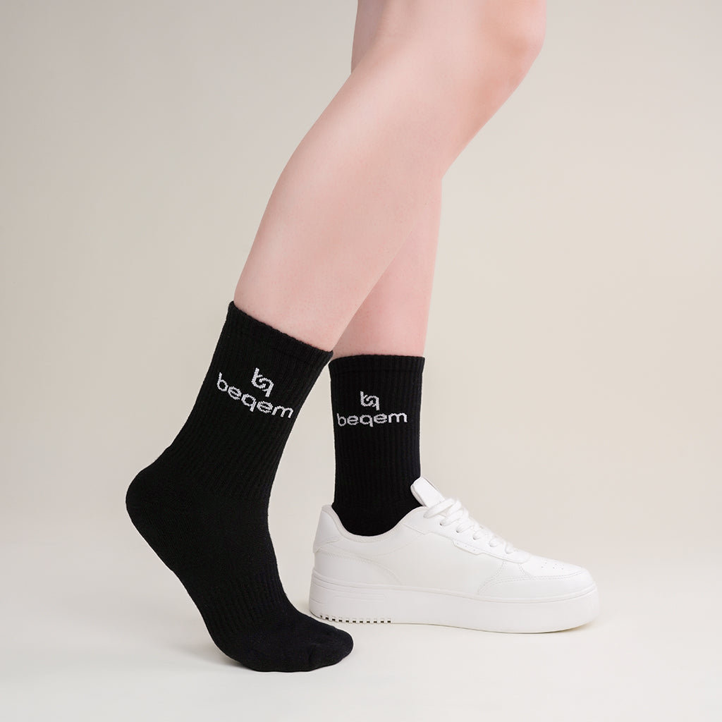 BSSET1SB0102001, BSSET1MB0102001, BSSET1LB0102001, Beqem schwarze Socken aus ägyptischer Baumwolle – weich, atmungsaktiv & langlebig. Perfekt für Damen, Sneaker & den Alltag
