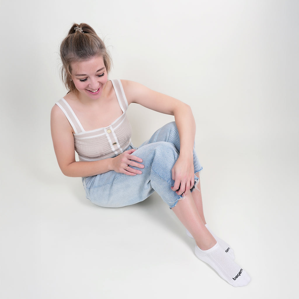Beqem Sneaker-Socken aus ägyptischer Baumwolle – ultraweich, atmungsaktiv & langlebig. Perfekt für Damen, extra-low cut Design. BSSES1SW0102001
