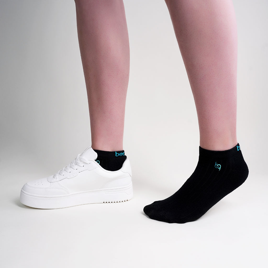 Beqem Sneaker-Socken in Schwarz aus ägyptischer Baumwolle – weich, atmungsaktiv & langlebig. Perfekte Passform & hochwertige Qualität.