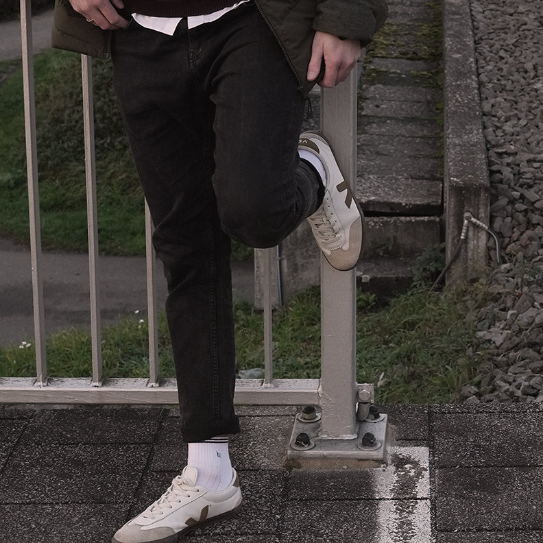 Mittelhohe Retro-Sportsocken Herren, gepolstert