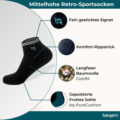 Mittelhohe Retro-Sportsocken Herren, gepolstert