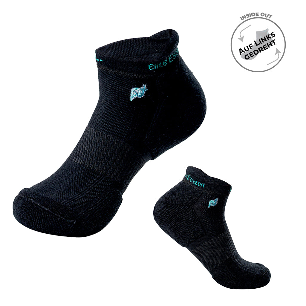 Beqem Sneaker-Socken aus ägyptischer Baumwolle – schwarz, atmungsaktiv & langlebig. Perfekt für Arbeitsschuhe & Alltag