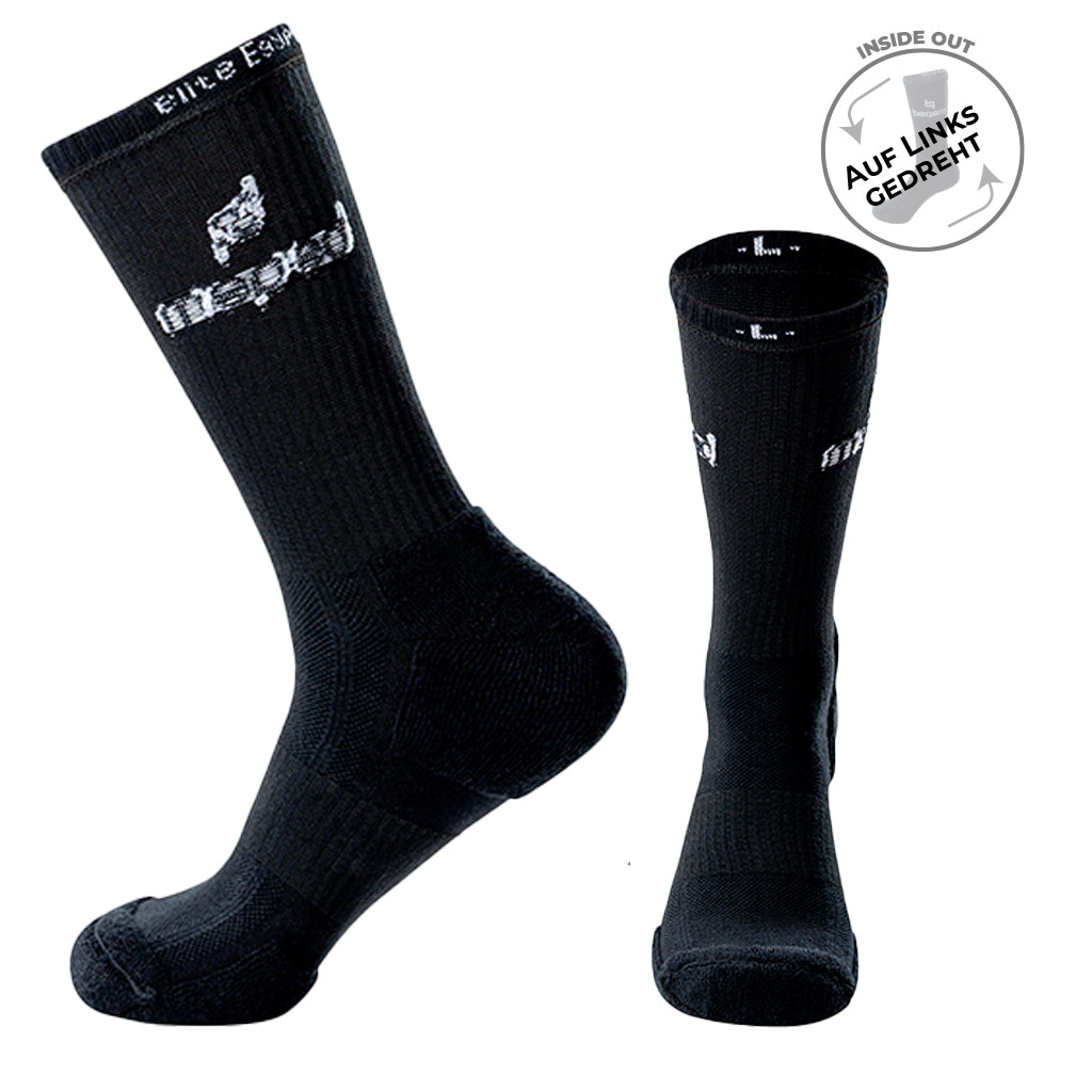 Beqem schwarze Socken aus ägyptischer Baumwolle – auf links gedreht für extra Komfort, atmungsaktiv & langlebig. Perfekt für Arbeitsschuhe