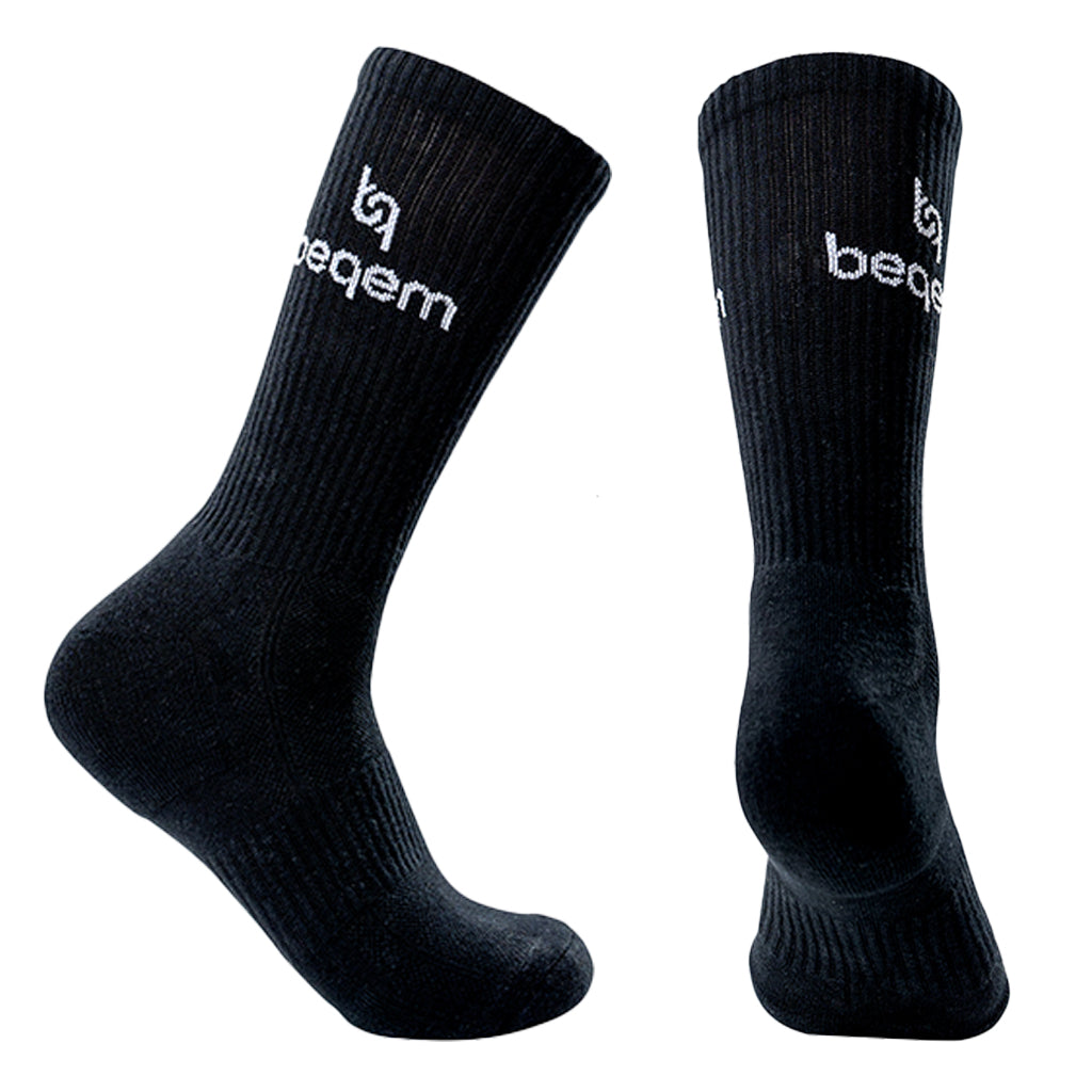 Beqem schwarze Socken aus ägyptischer Baumwolle – weich, strapazierfähig & atmungsaktiv. Ideal für Arbeitsschuhe & den Alltag