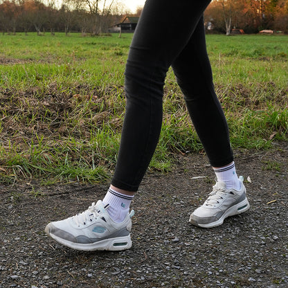 Mittelhohe Retro-Sportsocken Damen, gepolstert